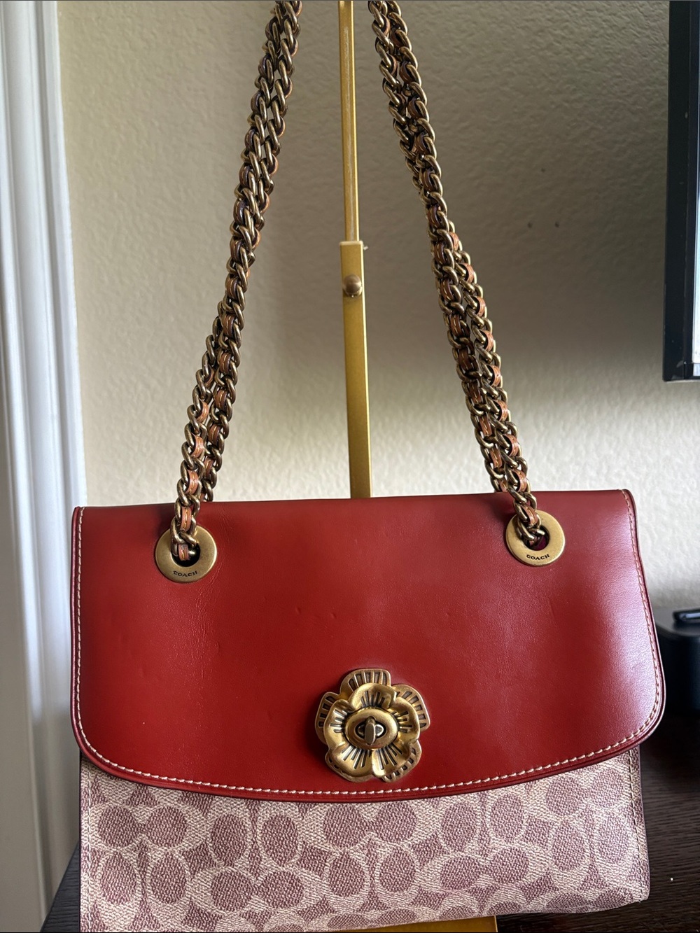 Coach Tea Rose Parker Signature Chain Shoulder Bag